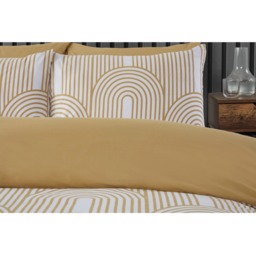 Arches Geometric Polycotton Duvet Set With Pillowcase - Ochre / Single - thumbnail 4