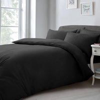 Soft Touch Plain Microfibre Duvet Cover and Pillowcase Set - Black / King - image 1