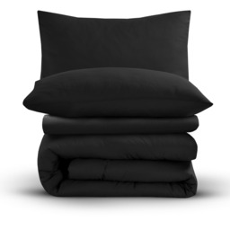 Soft Touch Plain Microfibre Duvet Cover and Pillowcase Set - Black / King - thumbnail 3