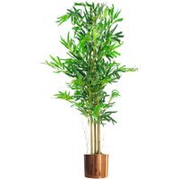 Realistic Artificial Bamboo Plants Trees Copper Metal Planter - Green