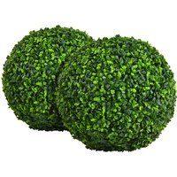 Set of 2 Artificial Plant Topiary Balls - Green