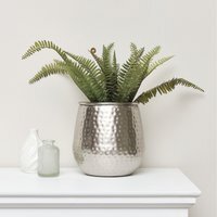 Silver Hammered Metal Planter - Black