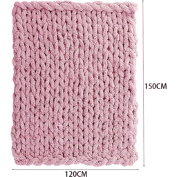 Chunky Knit Throw Blanket in Pink - Pink / 120x150 cm - thumbnail 4