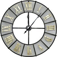 Wrought Iron Outdoor Garden Metal Clock - Black, Gold