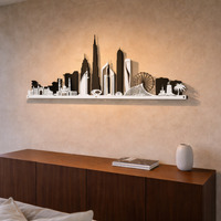 Dubai Skyline Metal Wall Art 2D - Black white / MetalPowder Coating