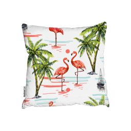 Flamingo  Palm Trees Outdoor Cushion - Pink / 60cm - thumbnail 2