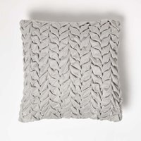 Grace Pleated Pink Velvet Cushion - Grey - thumbnail 1