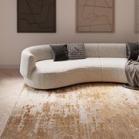 Distressed Effect Abstract Living Area Rug - Beige / 290 x 200cm