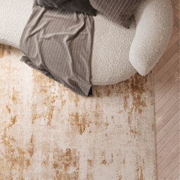 Distressed Effect Abstract Living Area Rug - Beige / 290 x 200cm - thumbnail 3