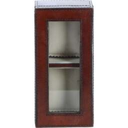 Premium Leather Double Watch Case with See-Through Lid - Chestnut - thumbnail 5