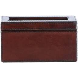 Premium Leather Double Watch Case with See-Through Lid - Chestnut - thumbnail 2