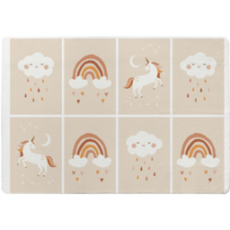 Cute Hand Drawn Unicorn, Rainbow And Cloud Designer Rug - Brown / 110cm - thumbnail 2
