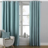 Set of 2 Atlantic Twill Woven Room Darkening Eyelet Curtains - Duck Egg / 229cm - image 1