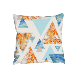 Triangles With Maple, Oak Leaves, Marble Outdoor Cushion - Blue / 60cm - thumbnail 2