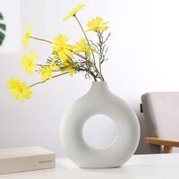 White Donut Ceramic Vase - Creamy White / 13cm