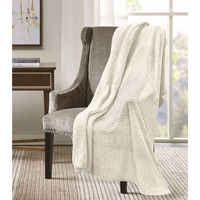 Snug Soft Chevron Patterned Blanket Mink Throw - Cream / 150x200 - image 1