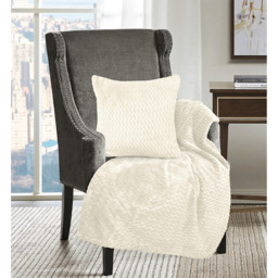 Snug Soft Chevron Patterned Blanket Mink Throw  - Cream / 150x200 - thumbnail 2
