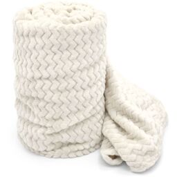 Snug Soft Chevron Patterned Blanket Mink Throw  - Cream / 150x200 - thumbnail 4