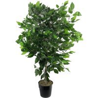 Artificial Bushy Leaf Tree In Plastic Pot 90cm - Green