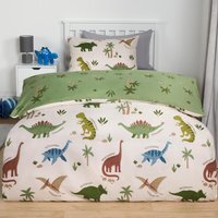 Educational Dino Reversible Duvet Set - Green / Single - image 1