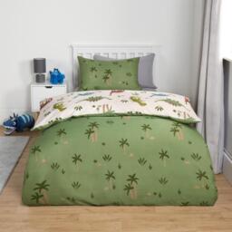 Educational Dino Reversible Duvet Set - Green / Single - thumbnail 4