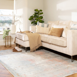 Pastel Pink Abstract Washable Area Rug - Pastel Pink & Beige / 160cm x 230cm - thumbnail 2