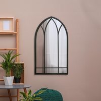 Arcus Window Metal Framed Arched Wall Mirror 83CM - Black - image 1