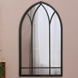 Arcus Window Metal Framed Arched Wall Mirror 83CM - Black - thumbnail 4