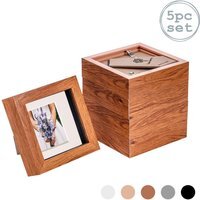 "3D Box Photo Frame - 4 x 4"" with 2 x 2"" Mount - Pack of 5 - Brown / 10cm" - image 1