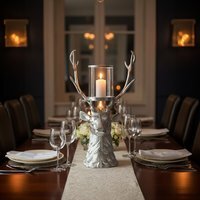 Stag Glass Candle Holder - Silver