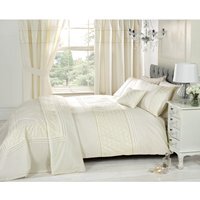 Everdean Polycotton Embroidered Duvet Set With Pillowcase - Cream / Single