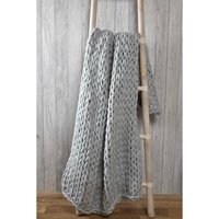Cable Knit Polyester Throw (120x150 cm) - Grey