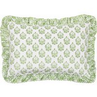 Krissa Block Printed Velvet Cushion - Green / Polyester - image 1