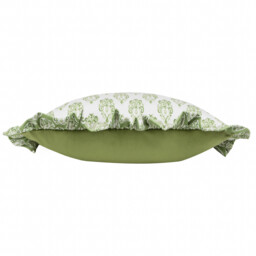 Krissa Block Printed Velvet Cushion - Green / Polyester - thumbnail 3