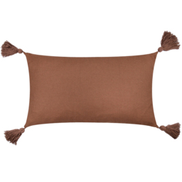 Meare Embroidered Cotton Cushion - Cocoa / 80 Feather 20 Polyester - thumbnail 2