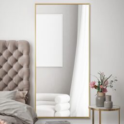 Artus Gold Aluminium Wall Leaner Mirror - Gold - thumbnail 2