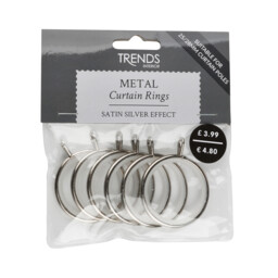 Metal Curtain Rings - Polished Steel / Fits 25 / 28 mm curtain poles - thumbnail 2