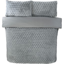 Diamond Cut Teddy Polyester Fleece Duvet Cover Set with Pillowcase - Silver / King - thumbnail 2