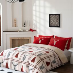 Stag Teddy Fleece Duvet Cover Set - Red / Double - thumbnail 5