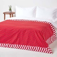 Cotton Polka Dots and Stripes Throw - Red - image 1