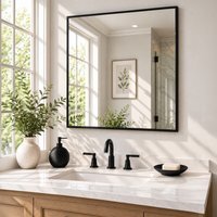 Showerdrape Paddington Brushed Framed Square Mirror - Black