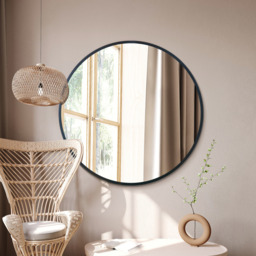 "The Fenestra - Black Edged Circular Modern Wall Mirror 43"" - Black" - thumbnail 2