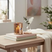 Gaia Pink Antique Finish Small Candle Holder - Pink