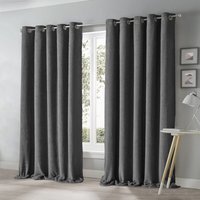 Teddy Soft Fully Lined Curtain Pair - Charcoal / 66in / 90in - image 1