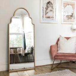 Hima Full Length Lean-To Metal Frame Moroccan Arch Wall Mirror - Black - thumbnail 2