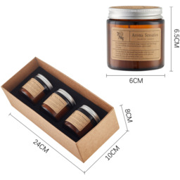 Set of 3 Different Scents Natural Soy Wax Scented Candles - Brown - thumbnail 2