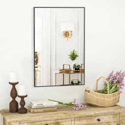 Metal Frame Rectangular Wall Mirror - Black - thumbnail 3