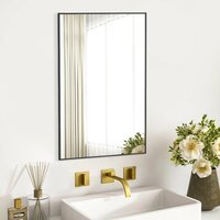 Metal Frame Rectangular Wall Mirror - Black