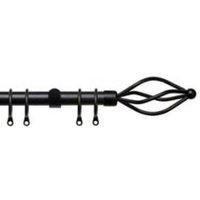 16 - 19mm Black Metal Crown Final Metal Curtain Pole Set - Black / 170cm