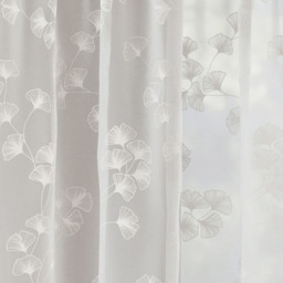 Pair of Slot Top Sheer Linen Look Voile Curtain Panels with Floral Print - White / 137cm - thumbnail 3